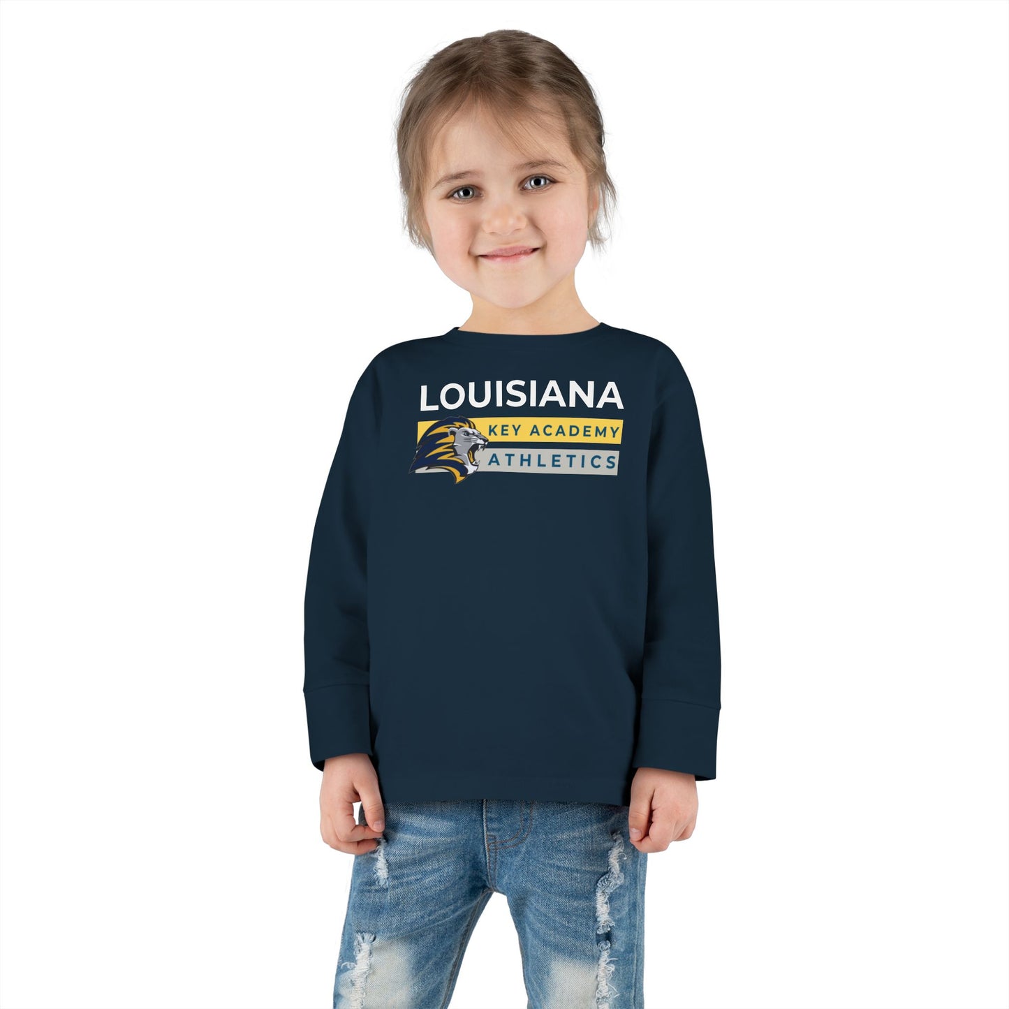 Louisiana Key Academy Striped Athletics Toddler Long Sleeve Tee