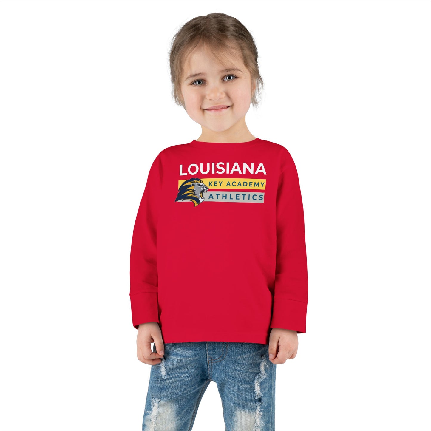 Louisiana Key Academy Striped Athletics Toddler Long Sleeve Tee