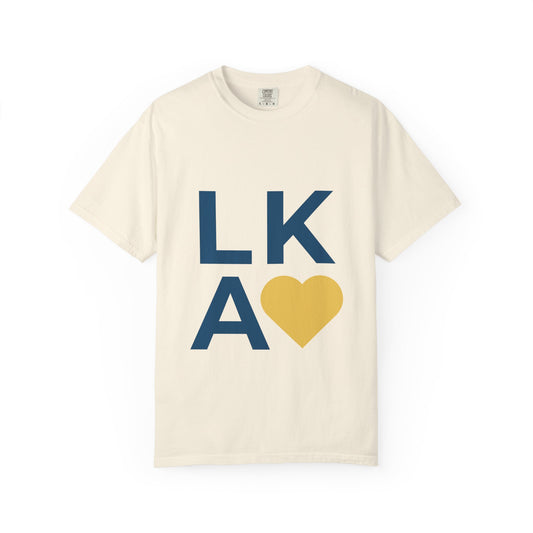 Unisex Garment-Dyed T-Shirt with LKA Heart Design, Casual Wear, Gift for Friends, Love T-Shirt, Holiday Apparel, Everyday Comfort