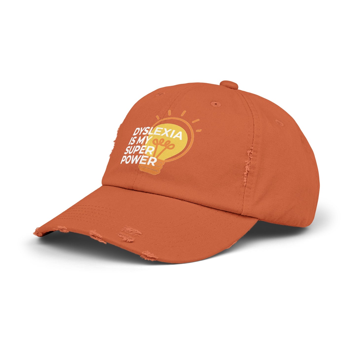 Dyslexia Is My Superpower Light Bulb Unisex Distressed Hat