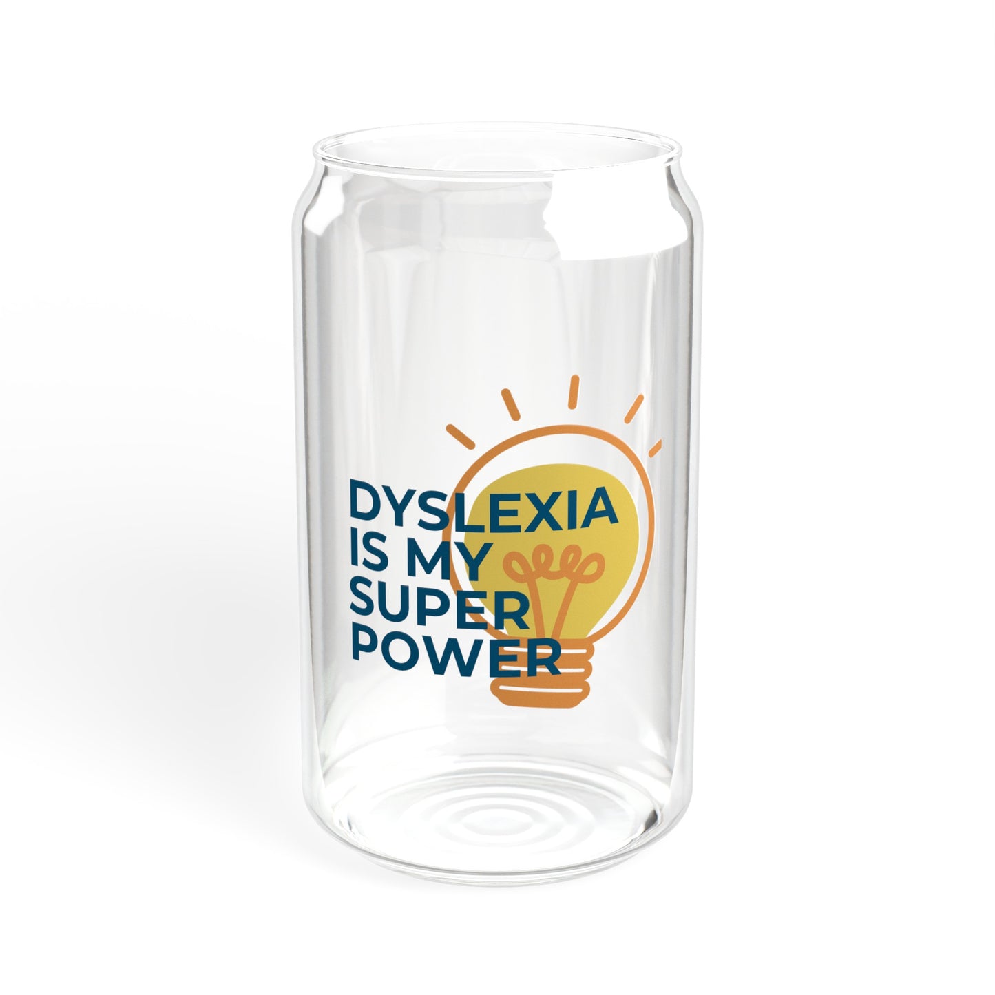 Dyslexia Is My Superpower Light Bulb Sipper Glass, 16oz