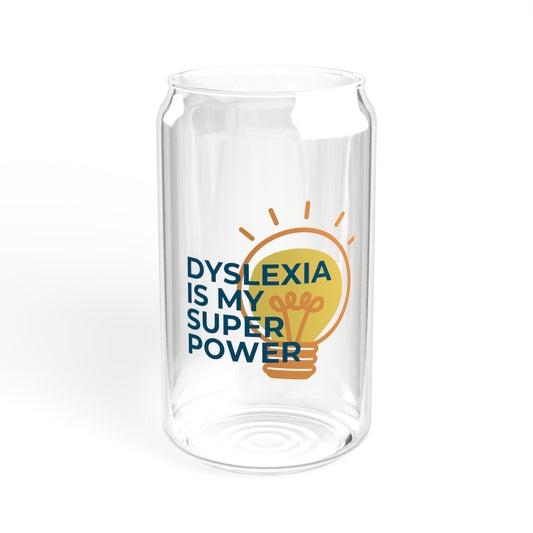 Dyslexia Is My Superpower Light Bulb Sipper Glass, 16oz