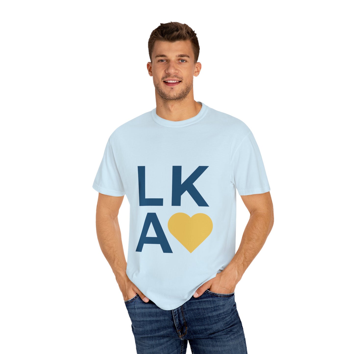 Unisex Garment-Dyed T-Shirt with LKA Heart Design, Casual Wear, Gift for Friends, Love T-Shirt, Holiday Apparel, Everyday Comfort