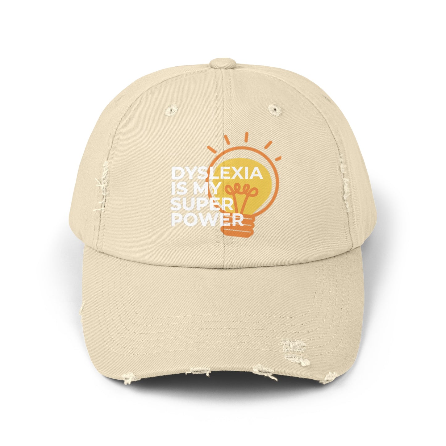 Dyslexia Is My Superpower Light Bulb Unisex Distressed Hat