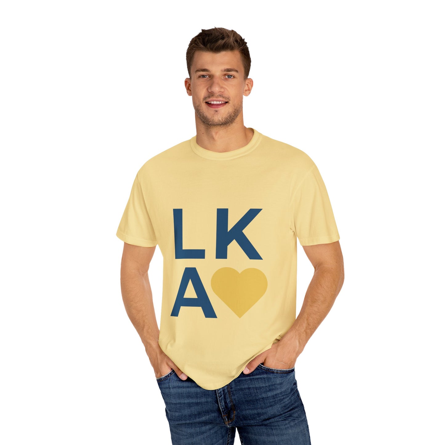 Unisex Garment-Dyed T-Shirt with LKA Heart Design, Casual Wear, Gift for Friends, Love T-Shirt, Holiday Apparel, Everyday Comfort