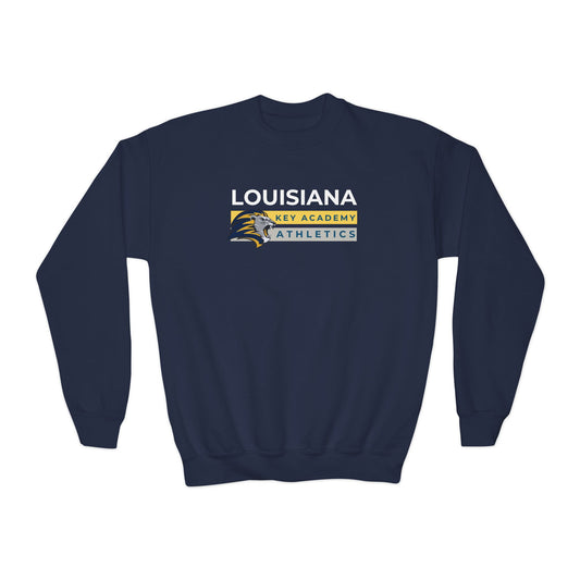 Louisiana Key Academy Striped Athletics Youth Crewneck Sweatshirt