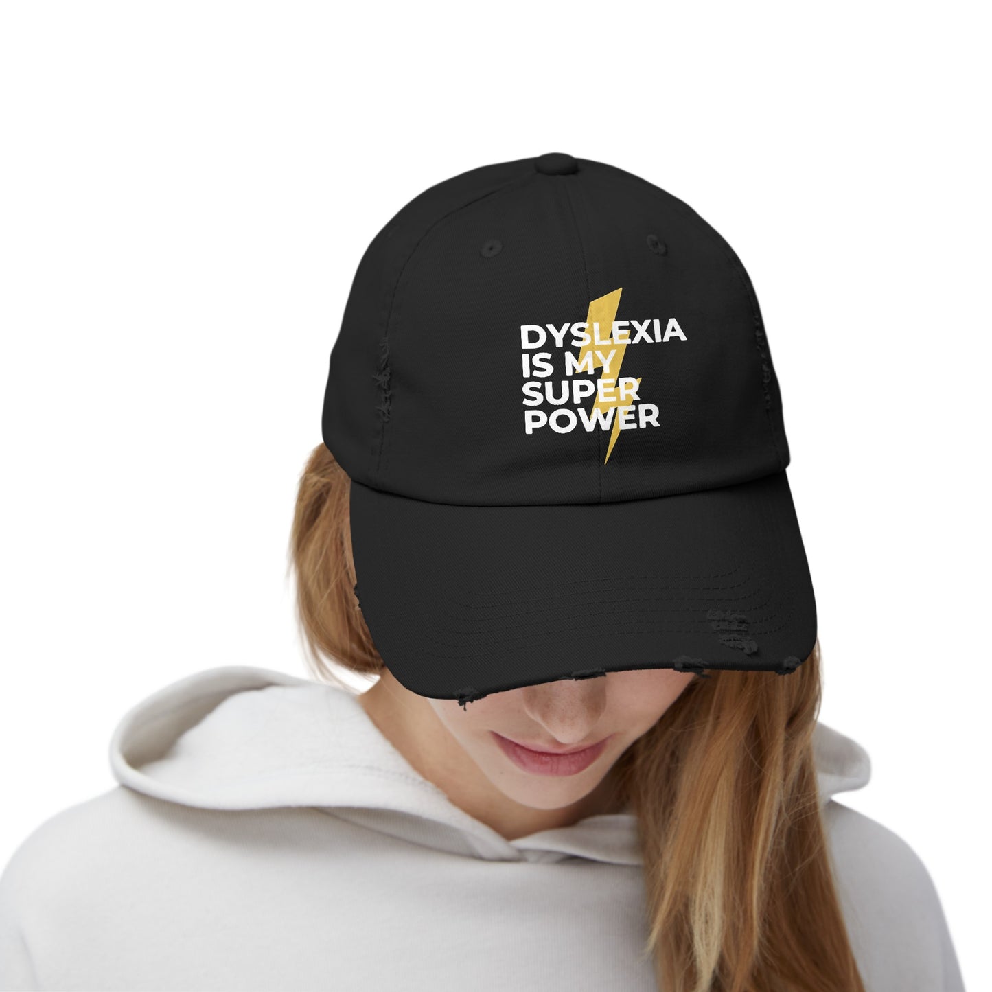 Dyslexia Is My Superpower Lightning Unisex Distressed Hat