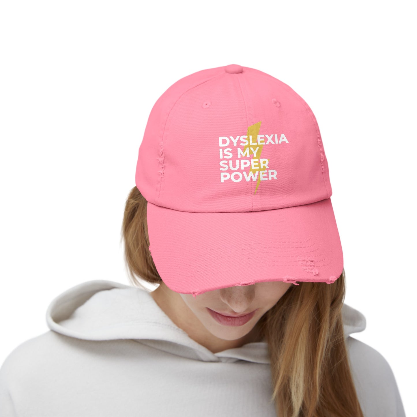 Dyslexia Is My Superpower Lightning Unisex Distressed Hat